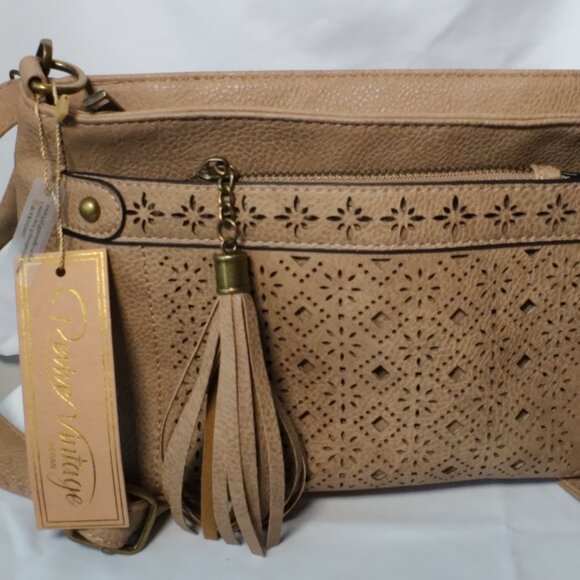Revive Vintage Vegan Tan Purse - Picture 1 of 11